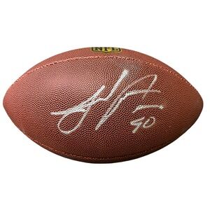 Julius Peppers Signed Wilson NFL Football PIA Certified NFL HOF (smudge)